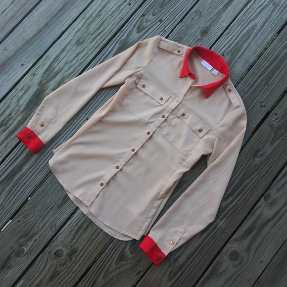 New York & Company Tops - New York and Company beige shirt size XS